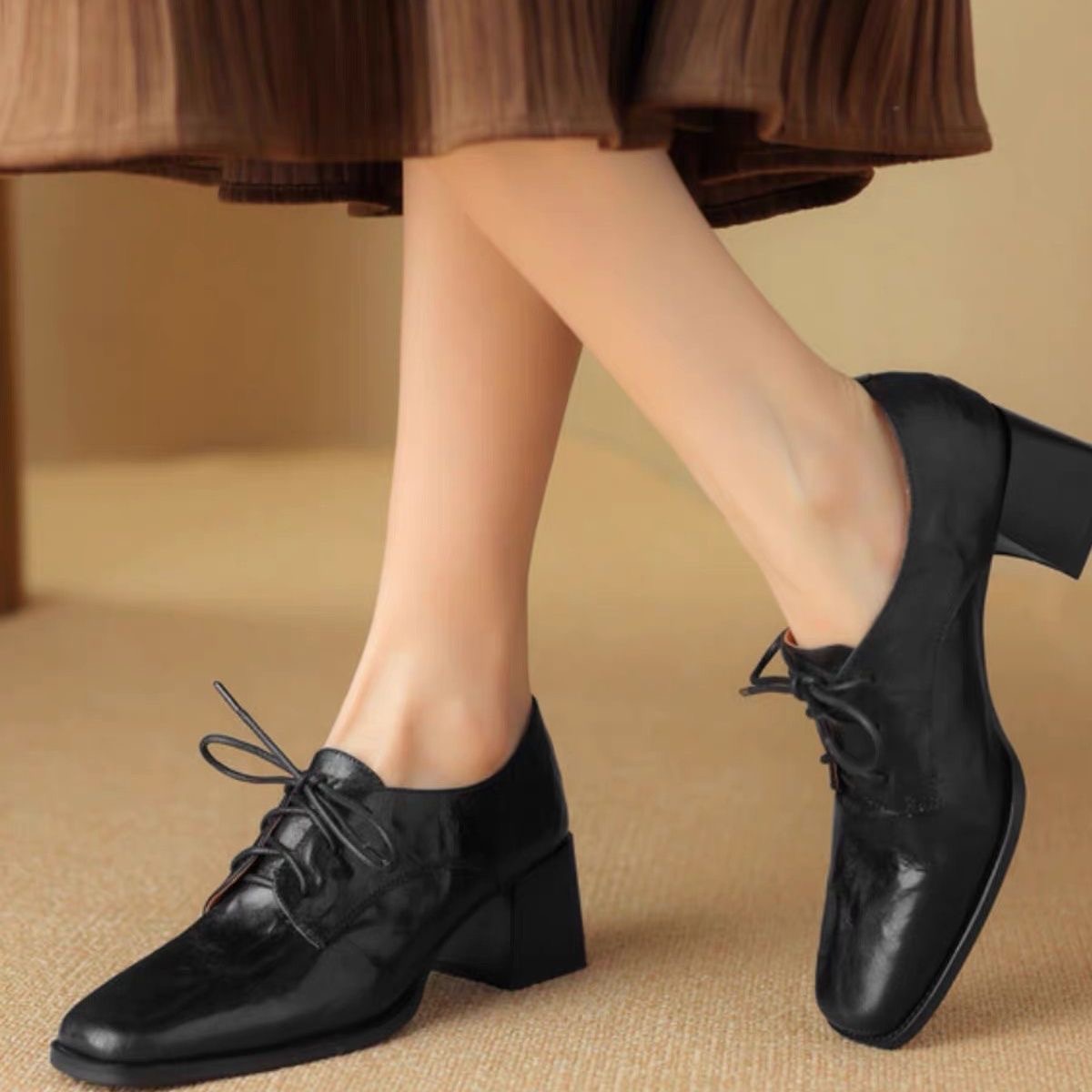Chaussures Oxford à bout carré - Oxford Lace Up Women avis et prix